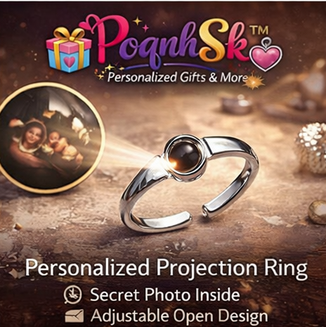 PoqnhSk™ Personalized Projection Ring – Custom Photo Adjustable Ring, Secret Memory Jewelry, Unique Couple Gift