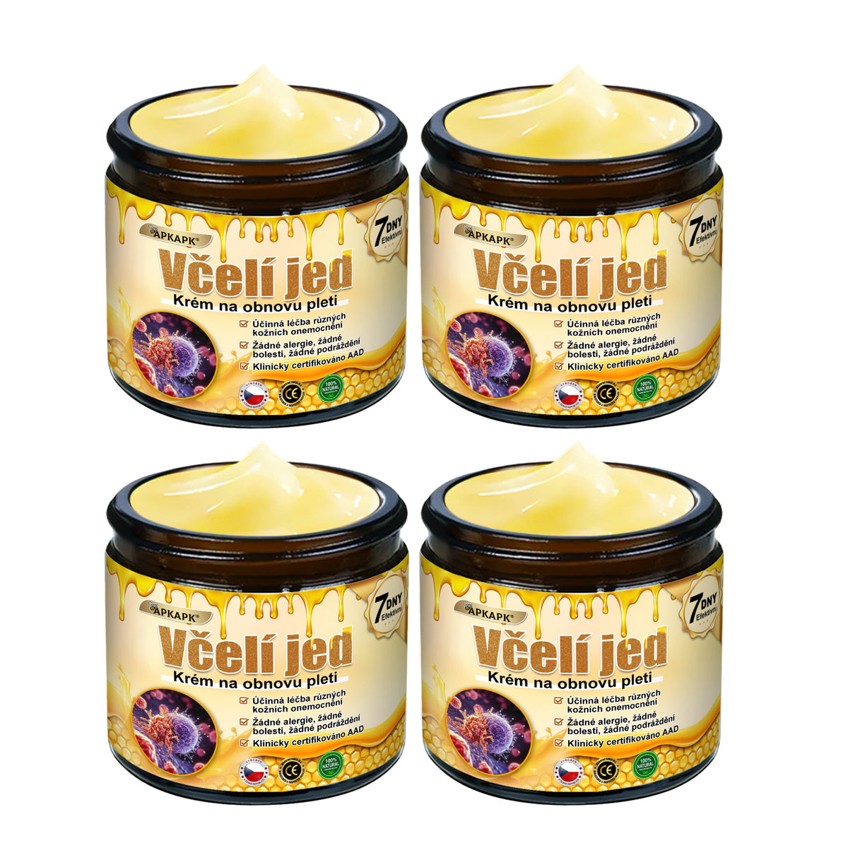 🎈Dermatologicky a klinicky testováno👩⚕️APKAPK®Bee Venom Krém na obnovení pleti🐝 pomáhá při léčbě kožních problémů, jako jsou: vrásky, jizvy, pigmentové skvrny, strie, akné, psoriáza, ekzém, kožní změny, podráždění, záněty a další kožní problémy.