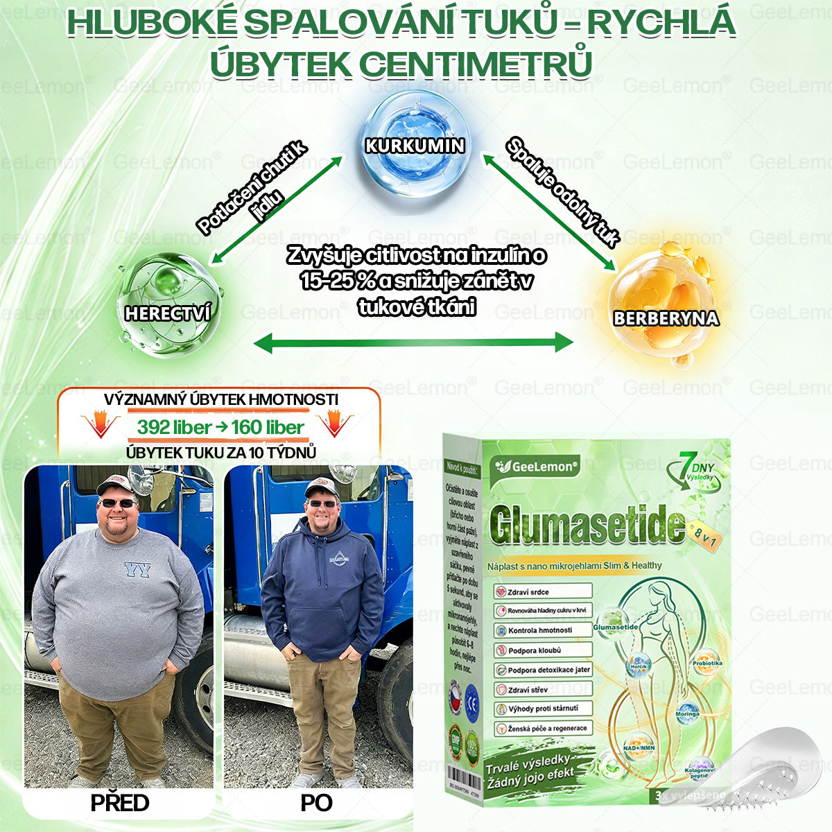 💥🎁 𝐆𝐞𝑒𝑙𝑒𝐦𝐨𝐧® Glum𝐚𝐬𝐞tide 8 v 1 – Zeštíhlující nano mikrojihlový náplast 🇨🇿 Jen 1× denně ✅ Viditelné změny za 7 dní – na obezitu, kardiovaskulární zdraví, diabetes a kloubní problémy