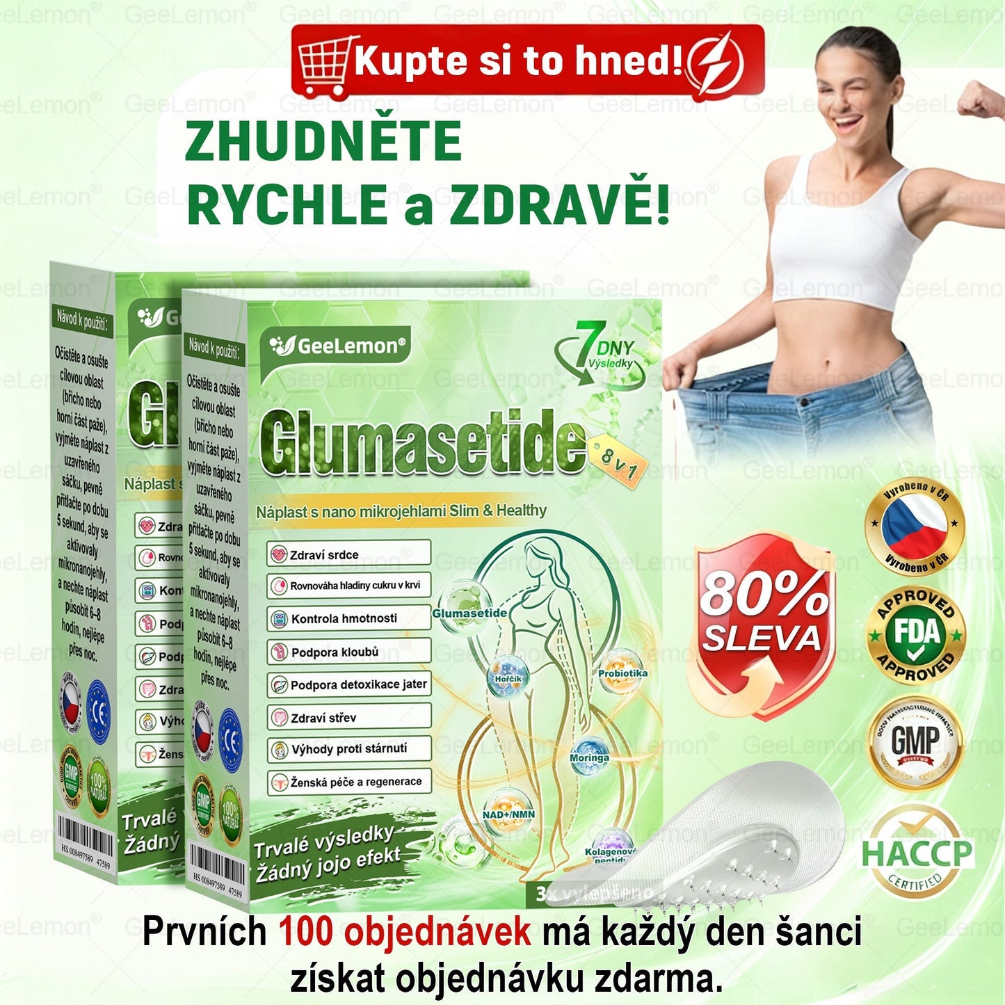 💥🎁 𝐆𝐞𝑒𝑙𝑒𝐦𝐨𝐧® Glum𝐚𝐬𝐞tide 8 v 1 – Zeštíhlující nano mikrojihlový náplast 🇨🇿 Jen 1× denně ✅ Viditelné změny za 7 dní – na obezitu, kardiovaskulární zdraví, diabetes a kloubní problémy