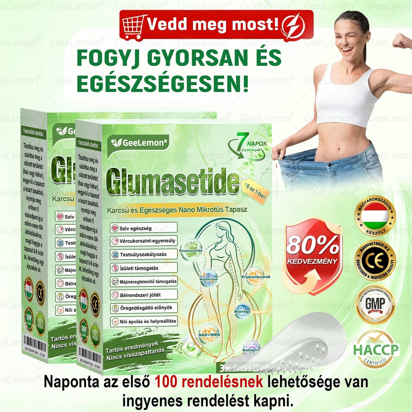 50% KEDVEZMÉNY ❤️ GeeLemon® Glumasetide 8 az 1-ben Nano Mikrotűs Tapasz | Moringa · Berberine · NAD+ | Napi 1× | Csak most!