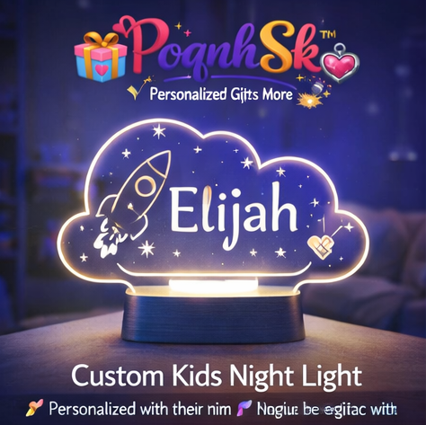 PoqnhSk™ Custom Name Kids Night Light – Personalized Cartoon Acrylic Lamp, Nursery Decor Gift, Soft Glow Bedside Light