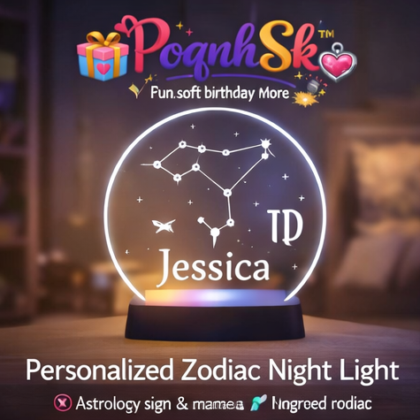 PoqnhSk™ Personalized Zodiac LED Night Light – Custom Astrology Acrylic Lamp, Unique Birthday Gift, Modern Home Accent