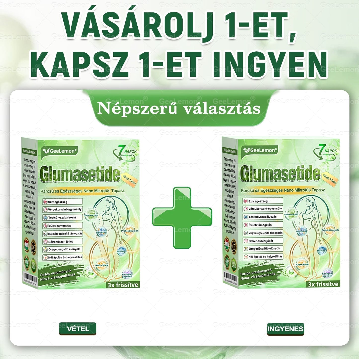 50% KEDVEZMÉNY ❤️ GeeLemon® Glumasetide 8 az 1-ben Nano Mikrotűs Tapasz | Moringa · Berberine · NAD+ | Napi 1× | Csak most!