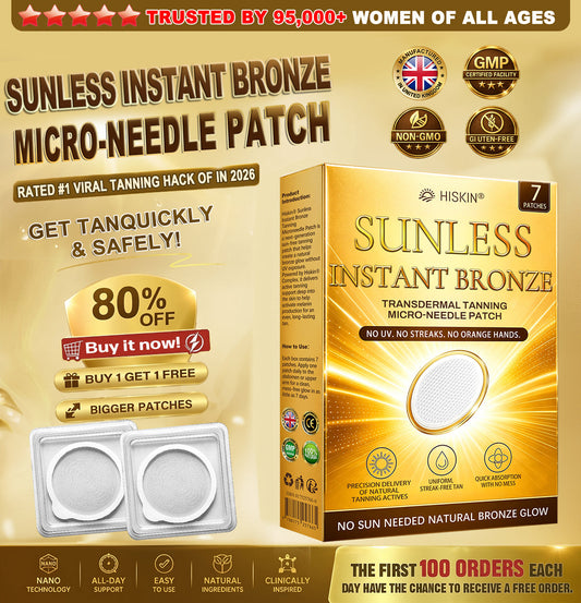 Official Store | ☀️☀️ Hiskin® Sunless Instant Bronze Tanning Microneedle Patch 🇬🇧  💥 50% OFF Today Only (Just Once a Day)  Visible Bronze Glow in 7 Days ✅ No UV • No Orange • No Streaks • No DHA • No Mess