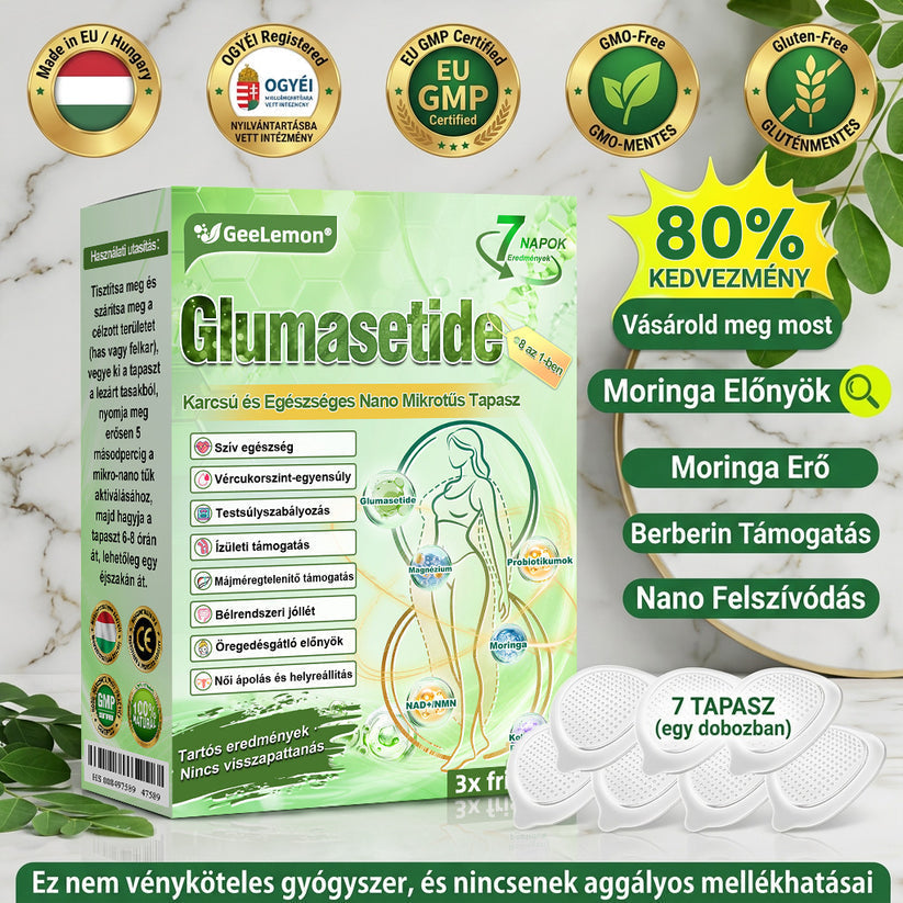 50% KEDVEZMÉNY ❤️ GeeLemon® Glumasetide 8 az 1-ben Nano Mikrotűs Tapasz | Moringa · Berberine · NAD+ | Napi 1× | Csak most!